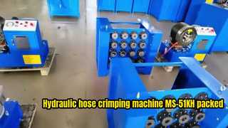 Hydraulic hose crimping machine MS-51KH packed and ready for shipment.